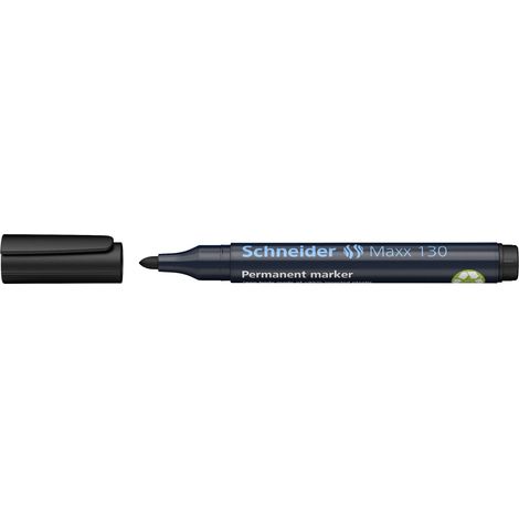 Schneider – Marqueur permanent noir 3 mm – Résistant à l'eau et aux frottements – Encre Capp Off pour plusieurs jours ouverts – Bouchon avec clip