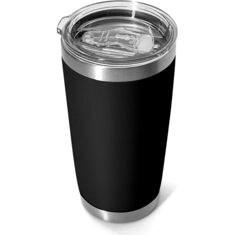 Gobelet Isotherme - Acier Inoxydable - 590 ml - Double Paroi - Pour Boissons Chaudes et Froides - Noir - 1 Pièce (1/4)