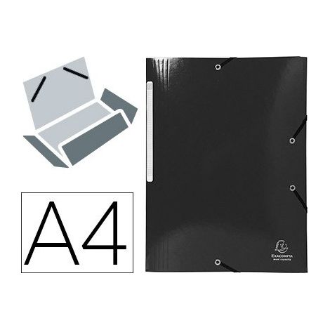 Chemise - EXACOMPTA - IDERAMA - 3 rabats élastiques - Carte pelliculée 425g - Noir