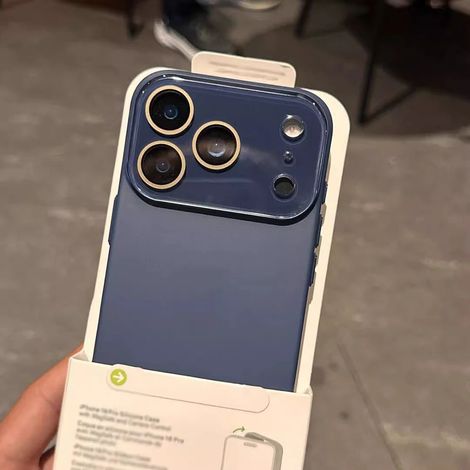 Coque de téléphone en verre pour iPhone 13 Pro Max (bleu marine), protection antichoc pour l'appareil photo et l'arrière.