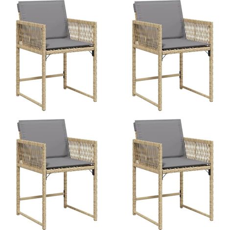 Maison Exclusive - Gartenstühle mit Kissen 4 Stk. Beigemischung P