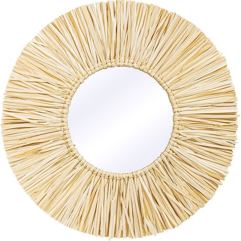 Specchio da Parete - Rotondo Boho Bali (60 cm) - Grel Legno naturale
