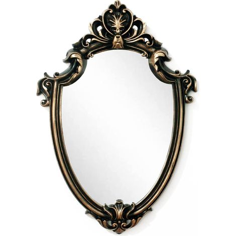 1 Miroir forme bouclier, cadre plastique doré, verre sans déformation, décor salon chambre (1/5)