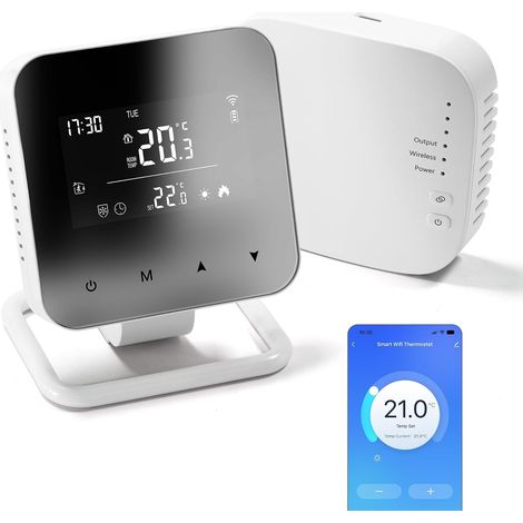 Thermostat RF sans Fil avec récepteur pour chaudière (Chauffage à Eau), programmable quotidiennement, connecté d'ambiance et Intelligent, Compatible WiFi, (1/5)