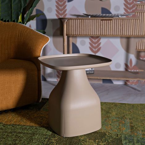 Mesa de Centro Inhamb, Adecuada para Interior/exterior, Forma Cuadrada, Tablero Gris, 48x48x50h cm Gris Paloma (1/5)