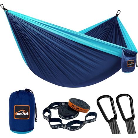 Hamac de camping, hamac de parachute portable super léger avec deux sangles d'arbre, hamac simple ou double en nylon pour le camping, la randonnée, la randonnée