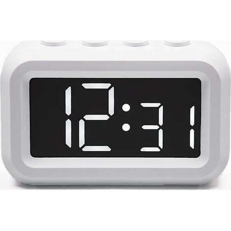 Großer digitaler LCD-Wecker mit batteriebetriebenem Display – Tragbarer Digitalwecker für Schlafzimmer, Büro und Reisen – Weiß XXW