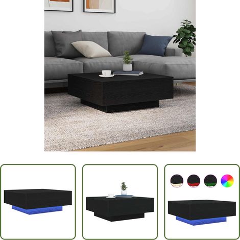 Holz Couchtisch - Couchtisch Schwarz Eichen-Optik 80 x 80 x 31 cm Holzwerkstoff (1/5)