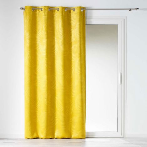 Rideau occultant 140 x 240 cm en velours frappé Tropicaline Jaune (1/5)