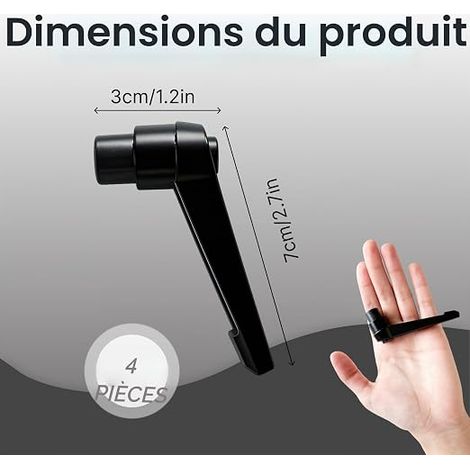 Poignées de Serrage Réglables M8 en Acier Inoxydable, Poignée de Machine avec Filetage Mâle pour Outils, Soudage, Appareils d'Impression, Noir (1/4)