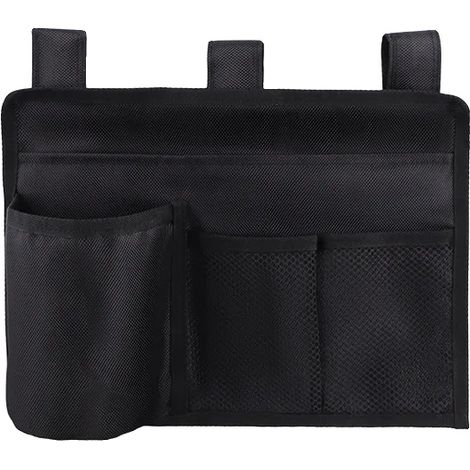 Organizador de mesilla, con múltiples bolsillos, ajustable, color negro. (1/2)
