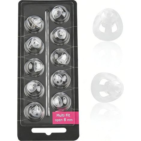 8mm Dômes pour Appareils Auditifs, Lot de 10 Open Dômes de Rechange pour Prothèses Bouchons D'oreille de Remplacement en Silicone Double Vent Bass Domes Compatibles Avec Oticon Minifit (1/5)