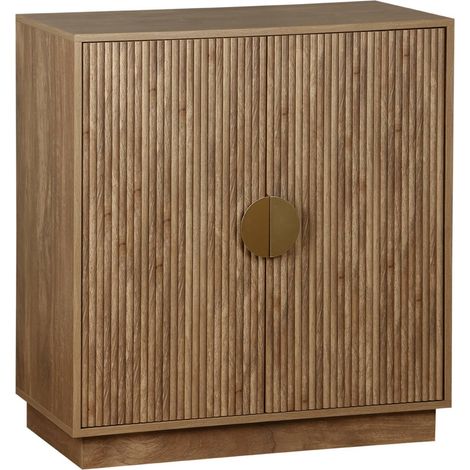 Buffet exotique 2 portes. effet bois de manguier rainuré. buffet haut. vaisselier. poignées en métal doré. L 80 x P 40 x H 85cm