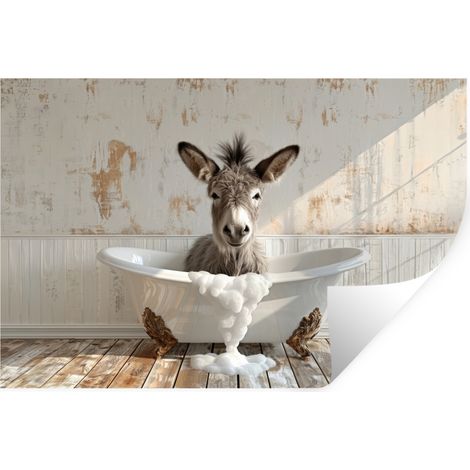 STICKER MURAL Âne - Animaux - Baignoire - Mousse 120x80 cm (1/5)