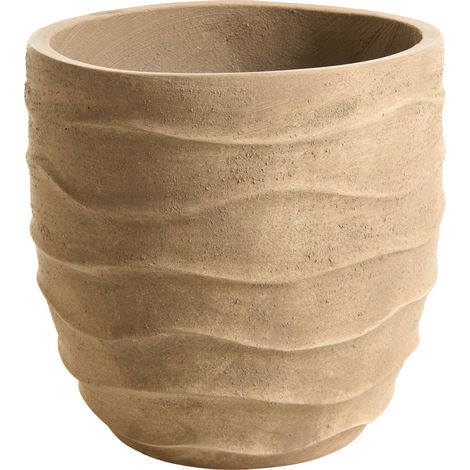 Maceta alta de cemento de jardín interior exterior 35 x 49 cm beige Samnaun (1/5)