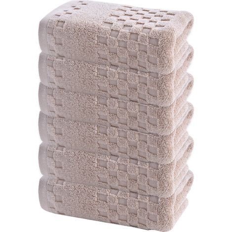 Serviettes de bain grises douces, lot de 6, en coton, pour toute la famille, ultra-absorbantes et légères, idéales pour le spa. (1/5)