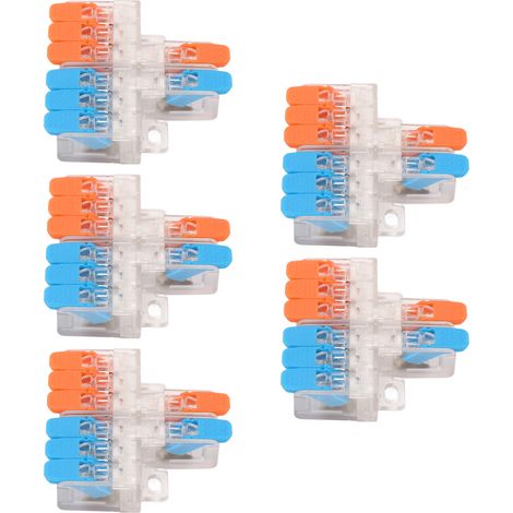 5 Stück 2-in-6-out-Drahtverbinder aus Kupfer, Leiterquerschnitt 0,5 bis 6 mm², für Motoren und Maschinen, 41 A, 450 V (1/5)