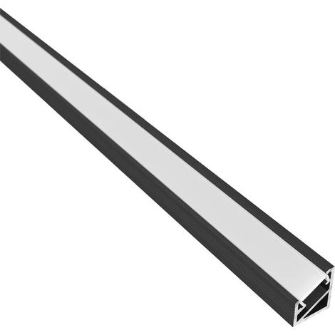 Kit profil led applique - Noir - 45°. - 14 x 16 mm - longueur 2 m - applique
