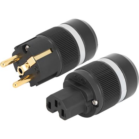 Fiche d'alimentation Monosaudio en cuivre pur plaqué or 24 carats pour câble d'alimentation audio 100-250 V (E100G/F100G (fiche mâle/femelle)) (1/5)