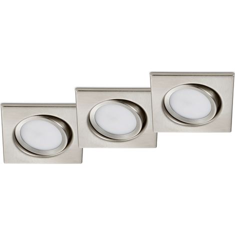 Eckiger LED Einbaustrahler Decke 3er Set Spot schwenkbar Nickel matt 5 Watt
