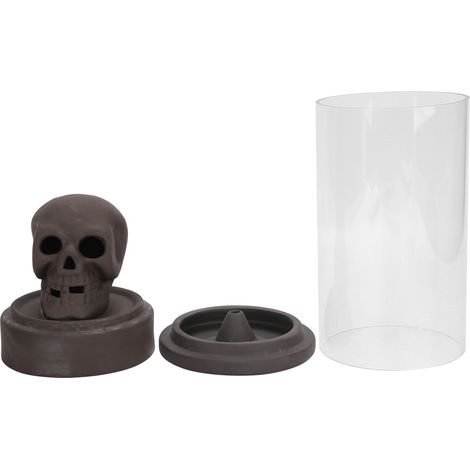 Brûleur d'encens à reflux en forme de crâne en argile violette, résistant au vent, avec abat-jour LED, pour Halloween