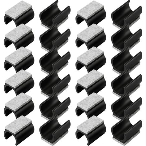 24 Stück U-förmige Filzgleiter für Stühle, 25 mm, Schwarz (1/5)