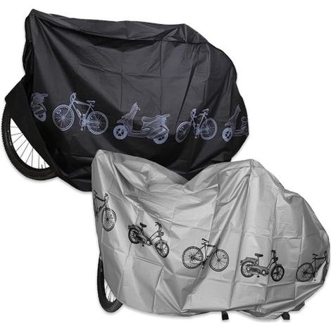 2 x Teli copribiciclette impermeabili, antipolvere, resistenti ai raggi UV, impermeabili, antipioggia per biciclette e motociclette, 200 x 100 x 60 cm, tre (1/5)