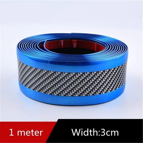 (BLEU) Autocollants de voiture anti-rayures pour seuils de porte,protection en fibre de carbone,film de protection pour pare-chocs,3 cm x 1 m,neuf (1/3)