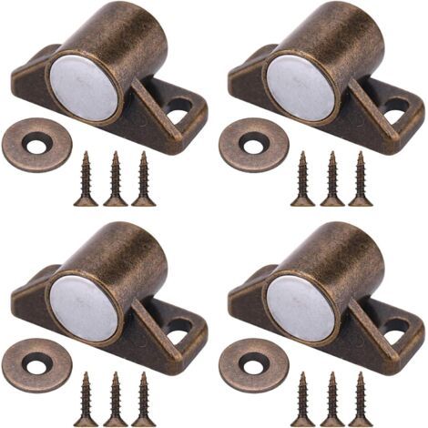 4 Pièces Loquets de Porte Magnétiques Aimants de Porte d'Armoire avec Vis en Acier Inoxydable pour Ferme Armoire de Cuisine Fermeture de Porte Coulissante (Bronze) (1/5)