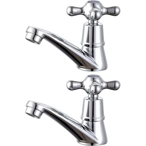 1 paire de robinets de lavabo, robinet de lavabo à levier cruciforme pour eau froide et chaude pour salle de bain (1/4)