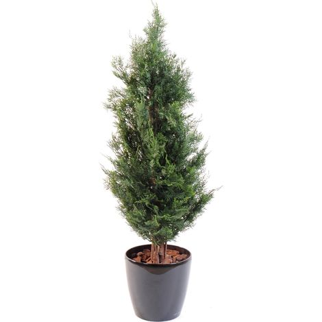 Plante artificielle haute gamme Spécial extérieur / Cyprès artificiel DE LAWSON UV résistant - Dim : 125 x 40 cm