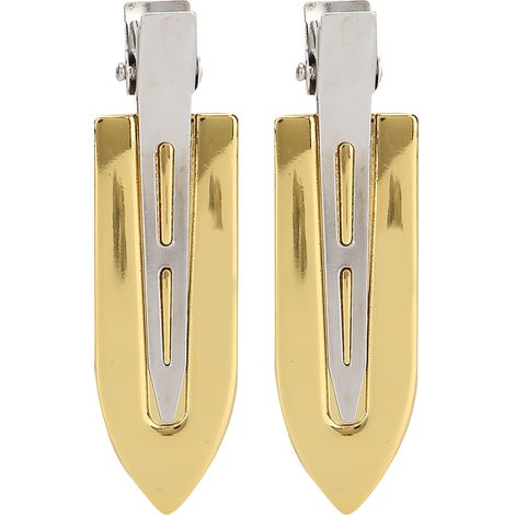 2 pincettes à cheveux en acier électroplaqué, pinces de coiffure dorées pour accessoires de salon (1/5)
