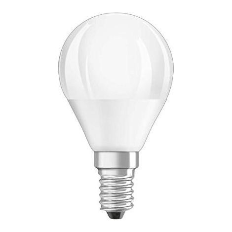 Ampoule LED dépolie sphère E14, 4.9W, blanc chaud.