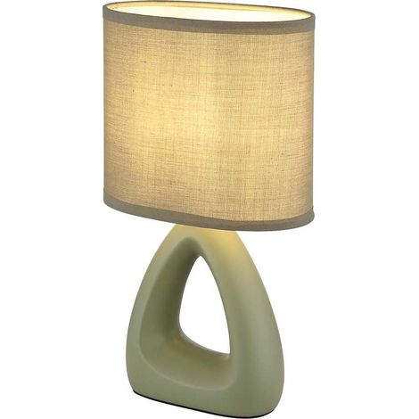 Lampada da tavolo Lampada da comodino in ceramica Verde tessile Lampada da lettura 1 fiamma, 1x presa E14, LxLxH 17x10x30 cm