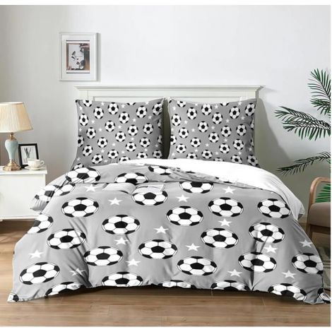 Housse de Couette et Parure de Lit sur Le Thème du Football pour Ensemble de Lit 3 Pièces 90x190 cm Confort Respiration - OZ0 (1/4)