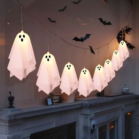 Guirlande De Lumières Fantômes - 10 Led - Fonctionnement Sur Piles - Étanchéité Ip65 - 8 Modes - Minuterie Automatique - Pour Intérieur Et Extérieur - Lot De 1 (1/5)