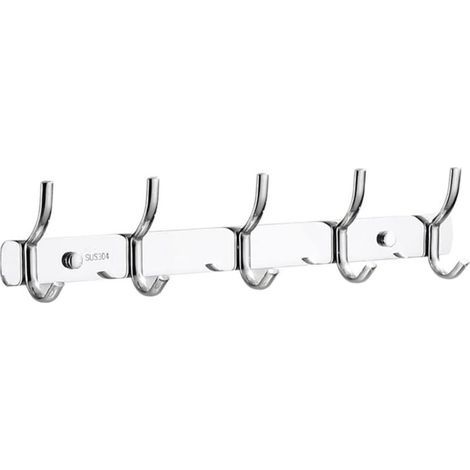 ZOLGINAH Badezimmergarderobe, Wandgarderobe aus Metall mit 5 Haken, Wandgarderobenhaken für Badezimmer, Edelstahl SUS304, gebürstete Oberfläche (gebürsteter Stahl, 5 Haken) (1/5)