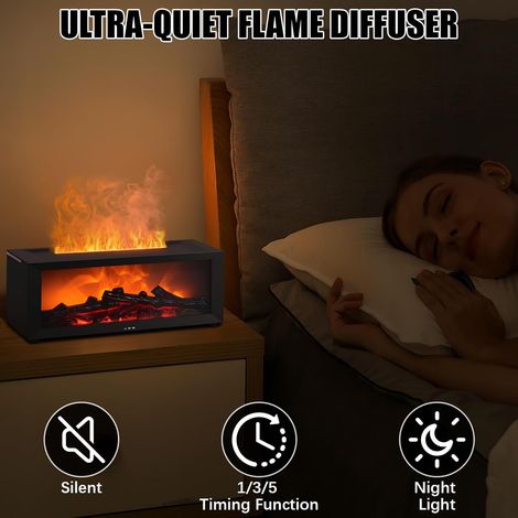 Diffusore elettrico di oli essenziali con 7 fiamme colorate, umidificatore d'aria per camera da letto, spegnimento automatico, 3 timer e telecomando - ALTRO (1/4)