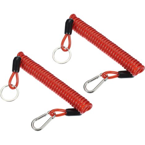 Cavo per rimorchio staccabile (6 piedi), 2 pezzi Cavo di sicurezza per freno rimorchio con molla e clip per interruttore di emergenza per rimorchio RV, rosso (1/5)