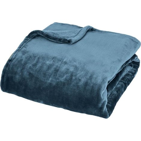 Plaid en Flanelle "Cuddly" 130x180cm Bleu Égéen (1/4)