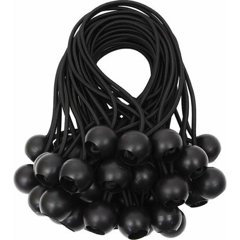 Tendeur de bâche Tendeurs à boule tendeur élastique tendeur en caoutchouc pour bannière, bâche, pavillon, tente, rideaux Harnais d’extension, support de bâche Blanc, 15cm (Noir, 40pcs) (1/4)