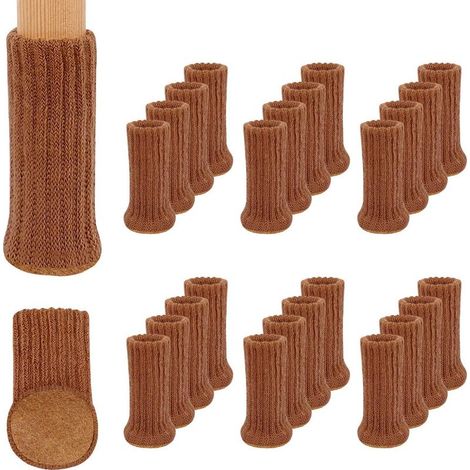 24 Paar rutschfeste, gestrickte Möbelgleiter für Stuhlbeine, zum Schutz vor Kratzern und zur Geräuschreduzierung, für leichtes Verschieben – Braun (1/5)