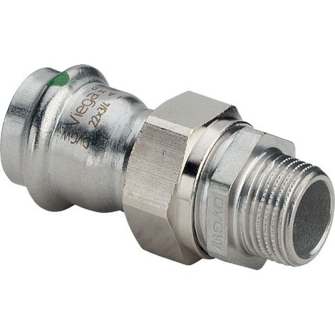 Viega Sanpress Inox Verschraubung 438319 22mmxR 1, Stahl nichtrostend, flachdichtend, SC-Contur (1/3)