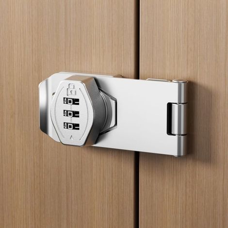 Serrure à combinaison à 3 chiffres, serrure de porte d'armoire sans clé (argenté, 10,1 cm).
