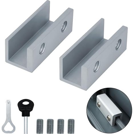 Bloque Fenetre Coulissante, Verrou Baie Clé, Argent  Porte Bloc Serrure Vitrée, pour Chambre à Coucher Cuisine (1/2)