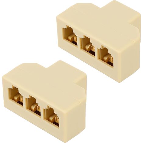 Répartiteur Rj11 3 Voies en Cuivre Portable Beige 2pcs pour Ligne Téléphonique Fixe Distribution Facile à Domicile (1/5)