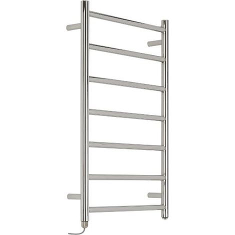 Milano Esk Electric Chrome Flat Ladder Style Stainless Steel Heated Towel Rail Radiator - 800mm x 500mm (1/5)