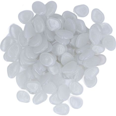 Pierres lumineuses extérieures colorées pour allées de jardin, sentiers et cours - 200 galets fluorescents blancs par sac (1/5)
