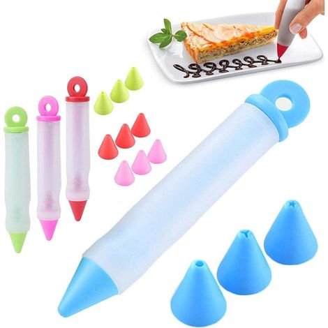 Boquilla para manga pastelera, bolígrafo de silicona para escribir, 4 boquillas de silicona para manga pastelera, manga pastelera reutilizable, mangas pasteleras (1/5)