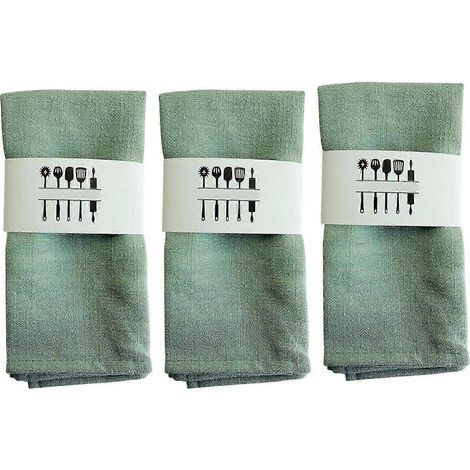 Lot de 3 serviettes de table en tissu, napperons pour assiettes et décorations de table à la maison-Green